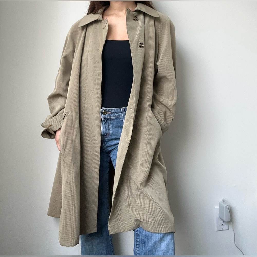 Vintage Yellow Gingham Trench Coat